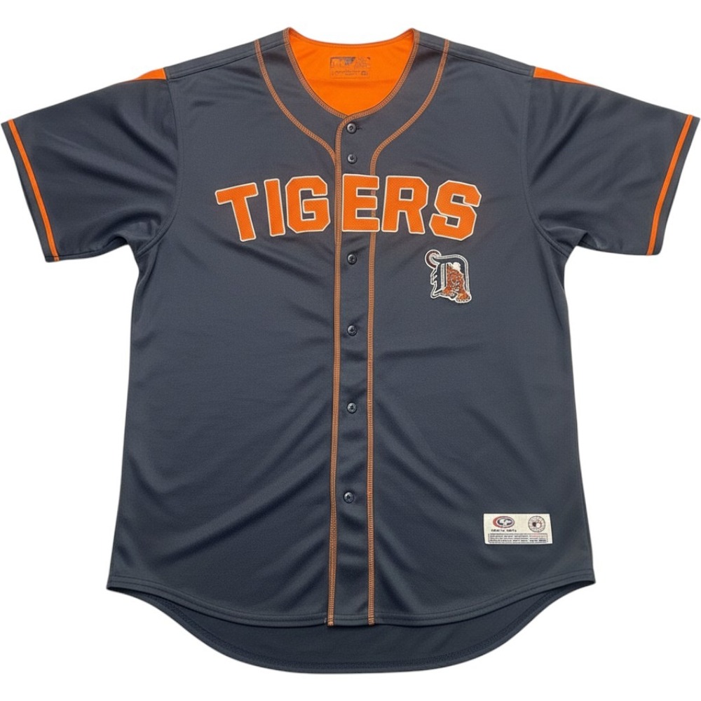 True Fan Detroit Tigers MLB Baseball Jersey Navy Blue Orange XL 84413